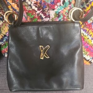 Paloma Picasso Black Crossbody Bag with Gold Accents
